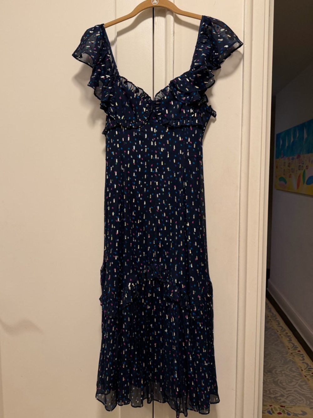 Rebecca Taylor Sparkle Dot Dress - Navy/multi/Gold -Size 0 - BNWT! Retail: $695!